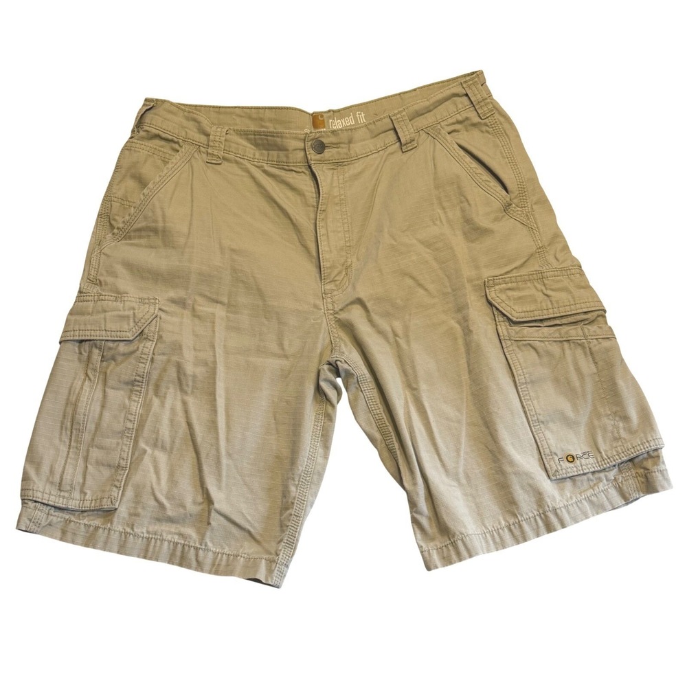 Carhartt Relaxed Fit Cargo Shorts Force Khaki Multi Pocket Work Outdoor Mens 36